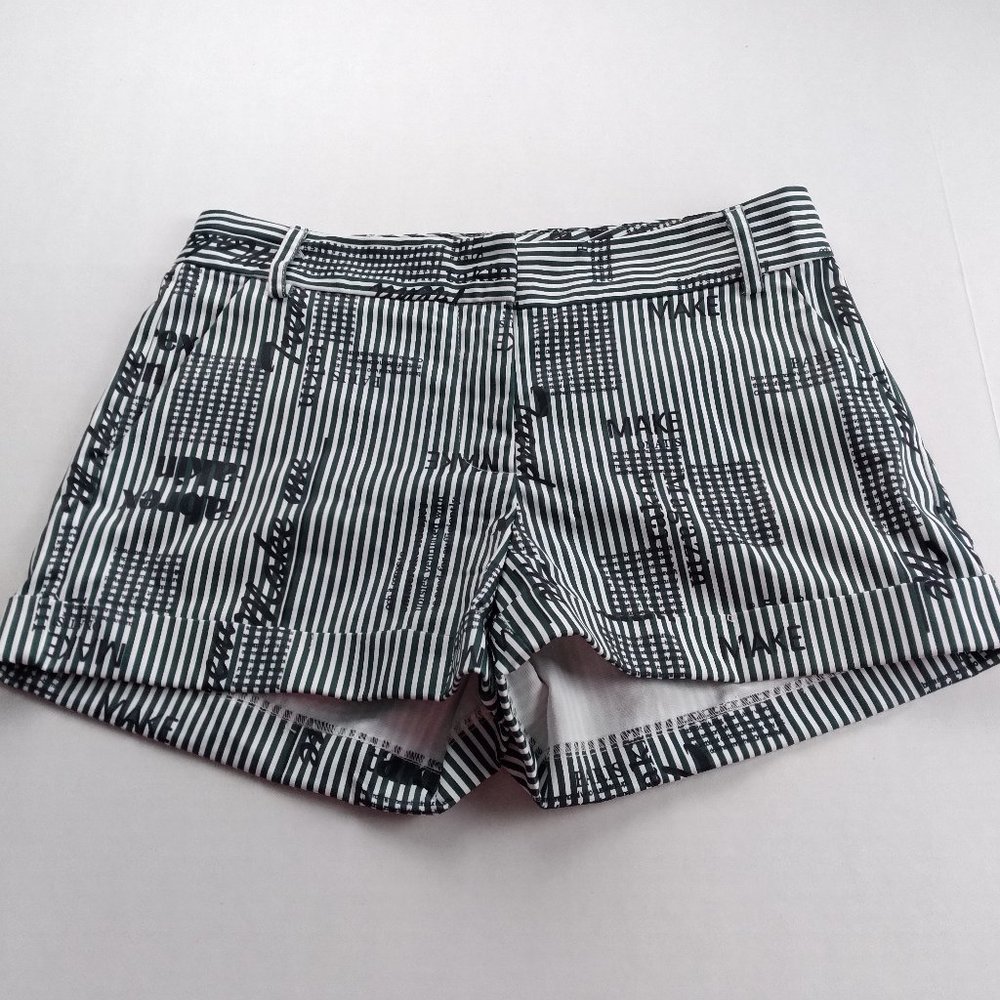 OVI White & Green Stripes with Text Cuffed Shorts
